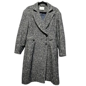 The Fold Monaco Coat Navy And Cream Boucle Wool / Size- 8